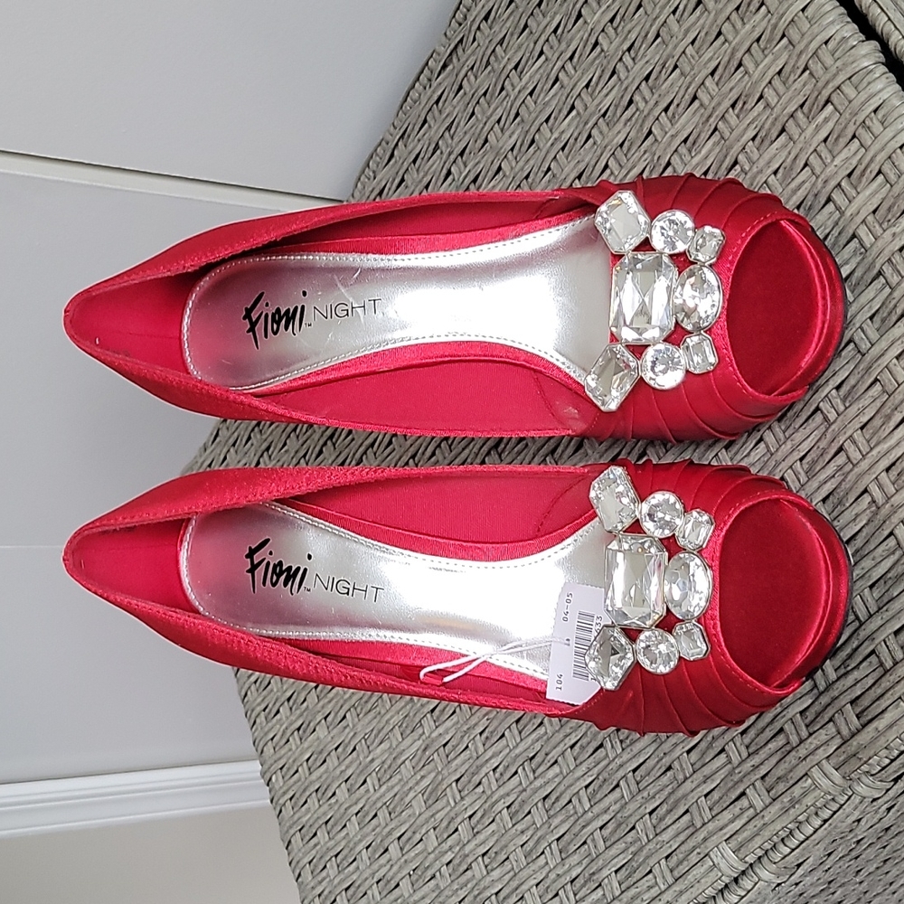 Red sparkle high heels